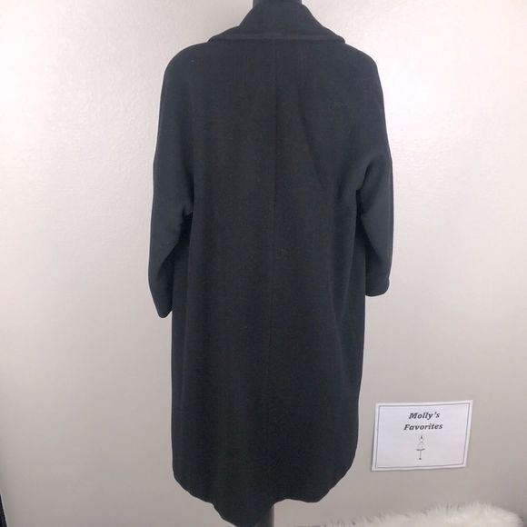 Vintage Fleurette Of California Black 3/4 Sleeve Cashmere Open Swing Coat - Picture 5 of 14